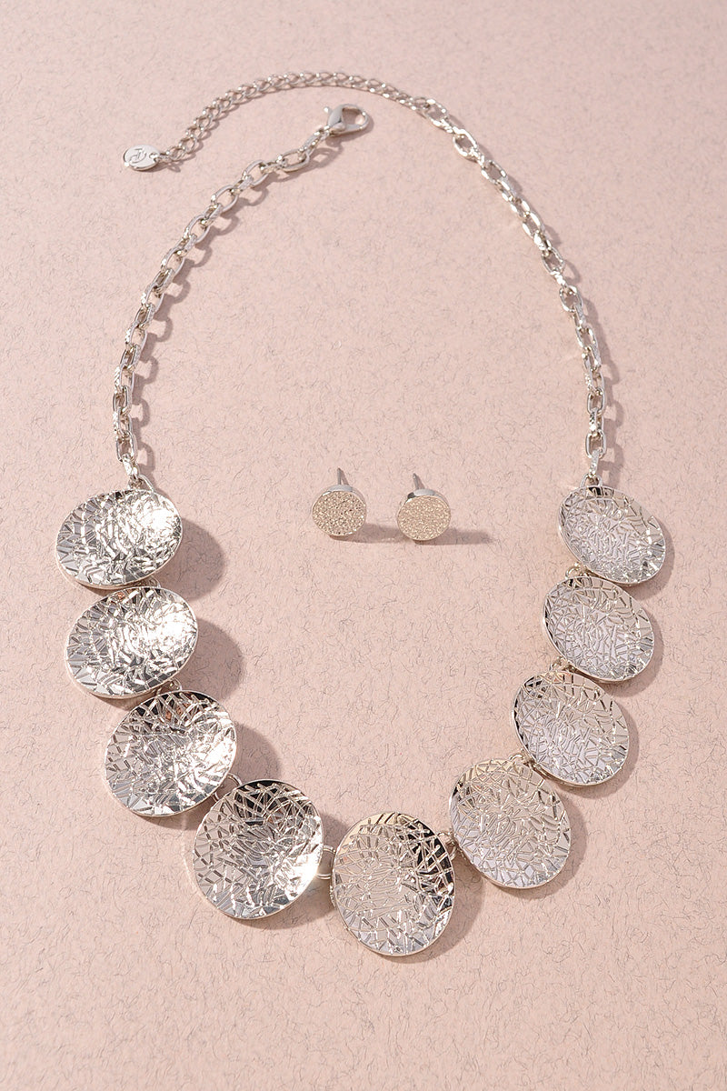 TEXTURED ROUND METAL NECKLACE SET