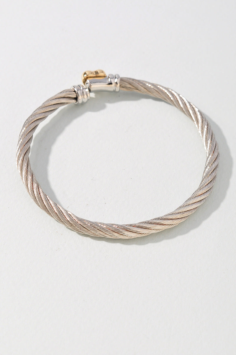 PUFFY HEART ROPE LINK METAL BRACELET