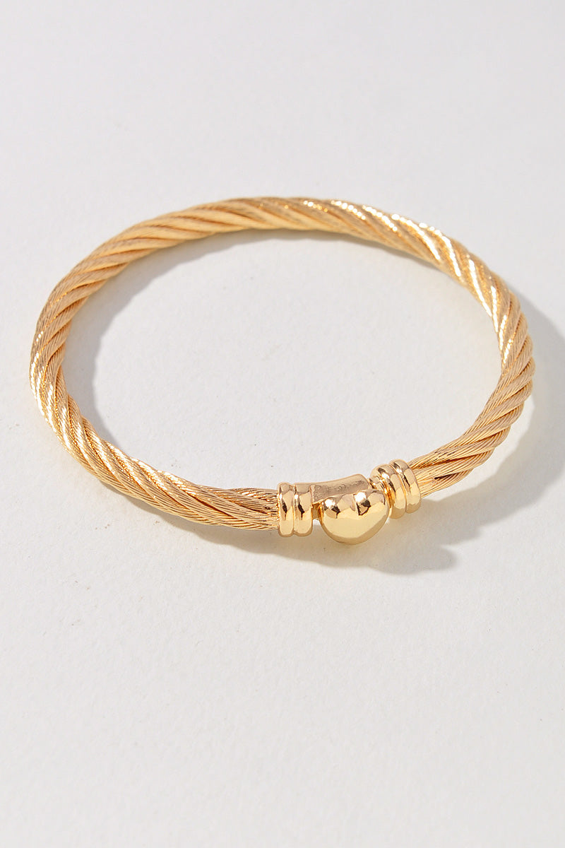 PUFFY HEART ROPE LINK METAL BRACELET
