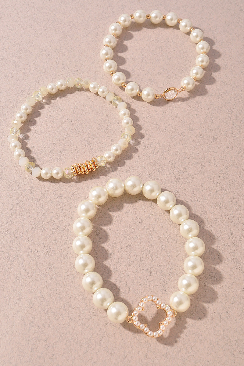 Triple Pearl Pendant Bracelet