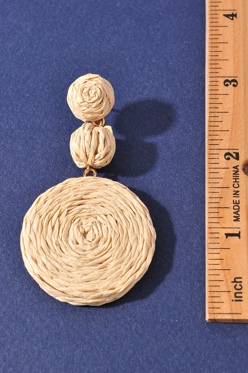 RAFFIA ROUND DANGLE EARRINGS