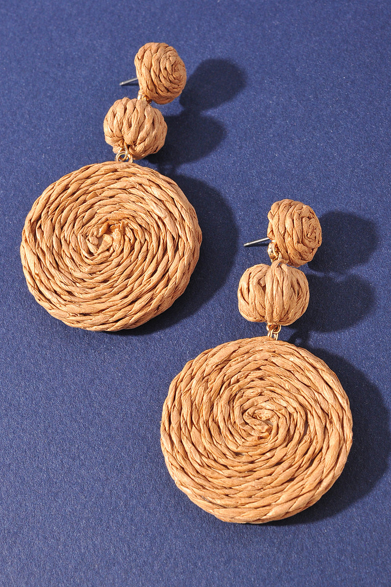 RAFFIA ROUND DANGLE EARRINGS