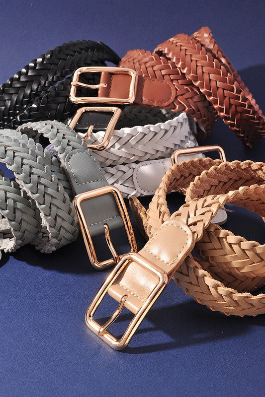 BRAIDED BASIC RECTANGLE BUCKLE BELT