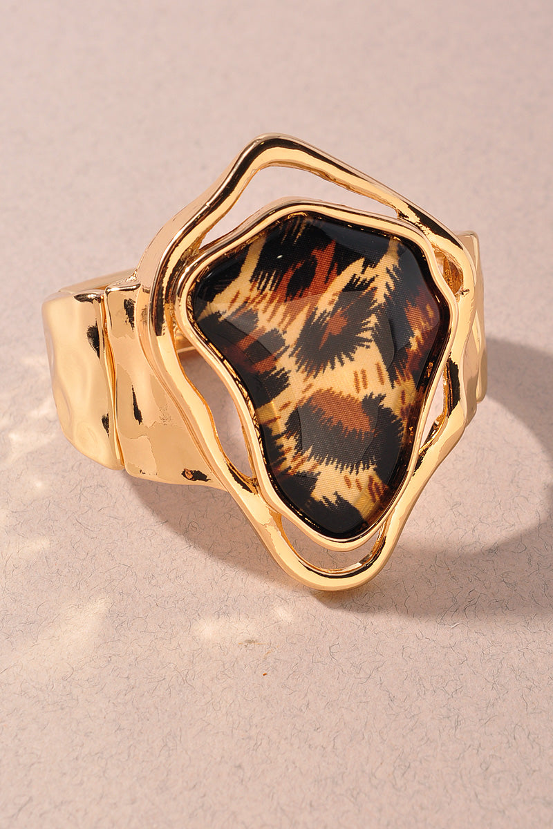 Abstract Resin Stone Gold Bracelet