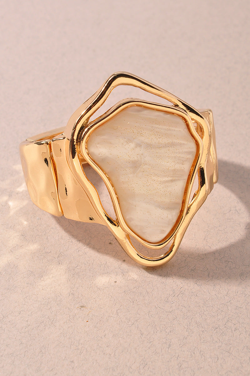 Abstract Resin Stone Gold Bracelet
