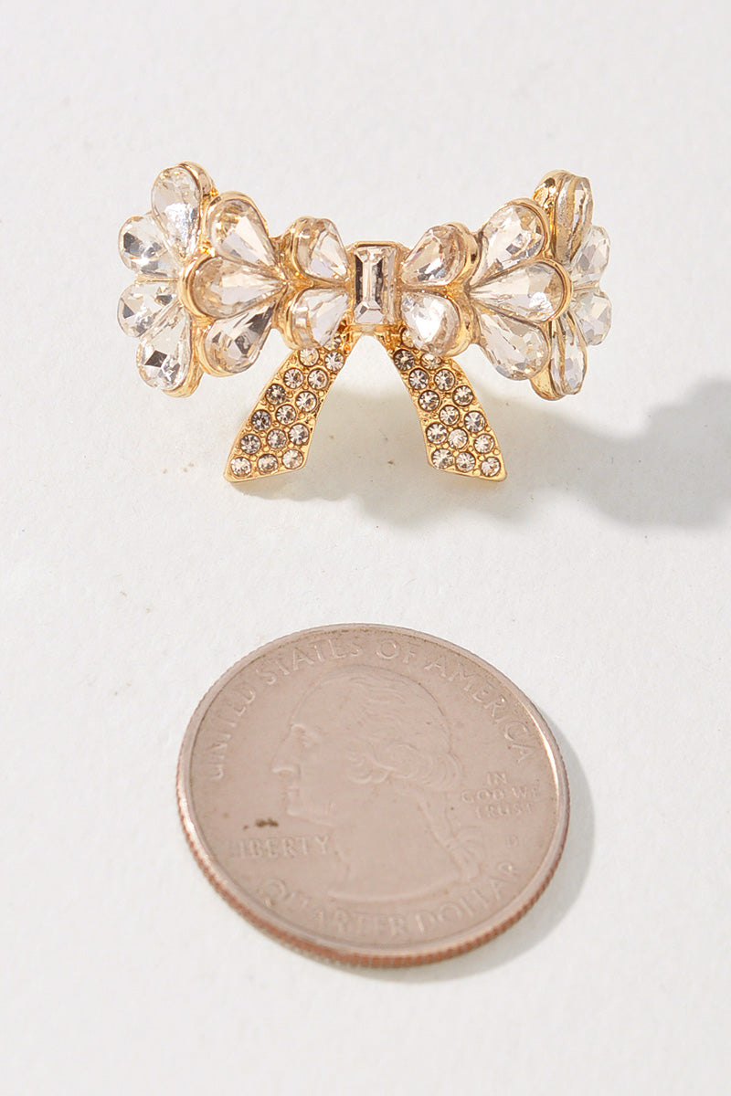 Rhinestone Ribbon Bow Stud Earrings