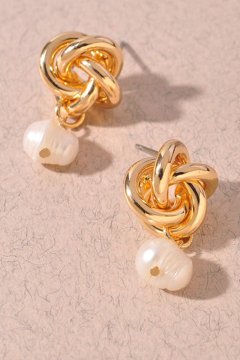 KNOT MT POST FRESHWATER PEARL EARRINGS