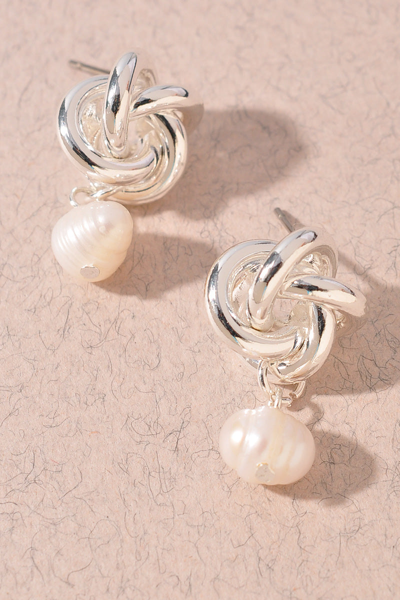 KNOT MT POST FRESHWATER PEARL EARRINGS