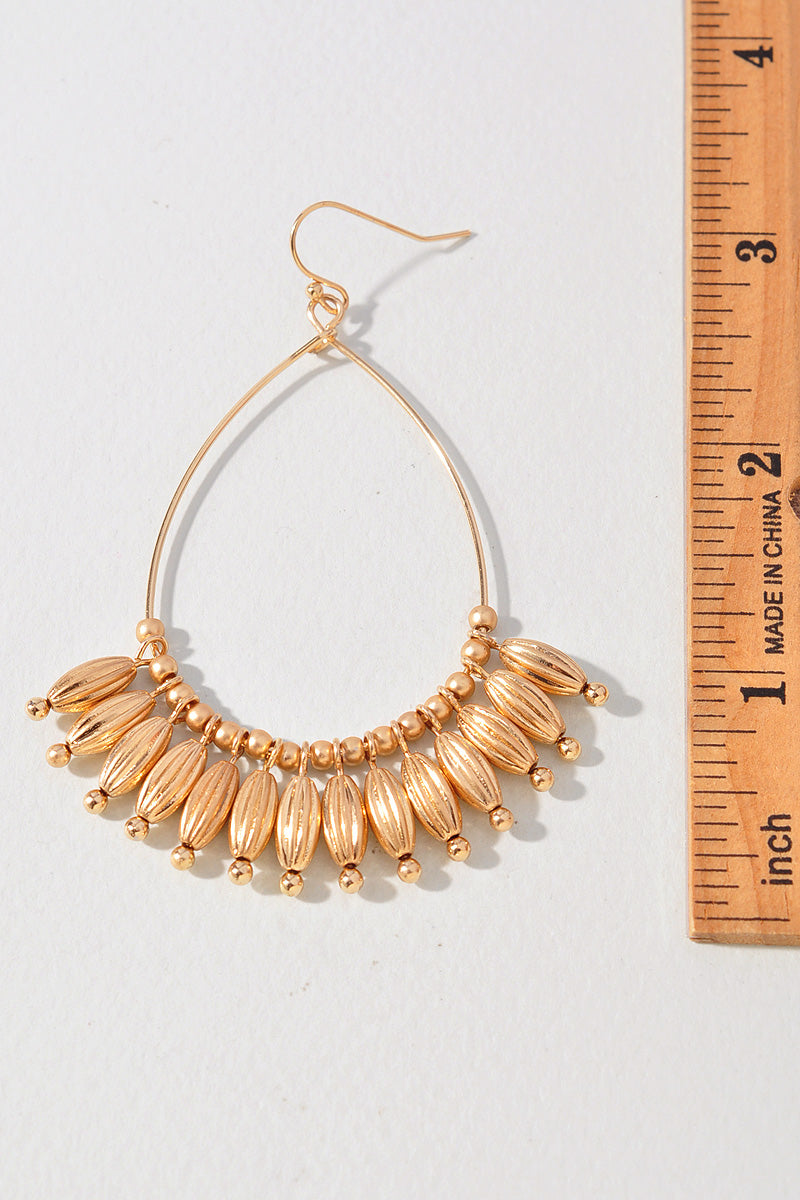 METAL BEADED TEARDROP DANGLE EARRINGS