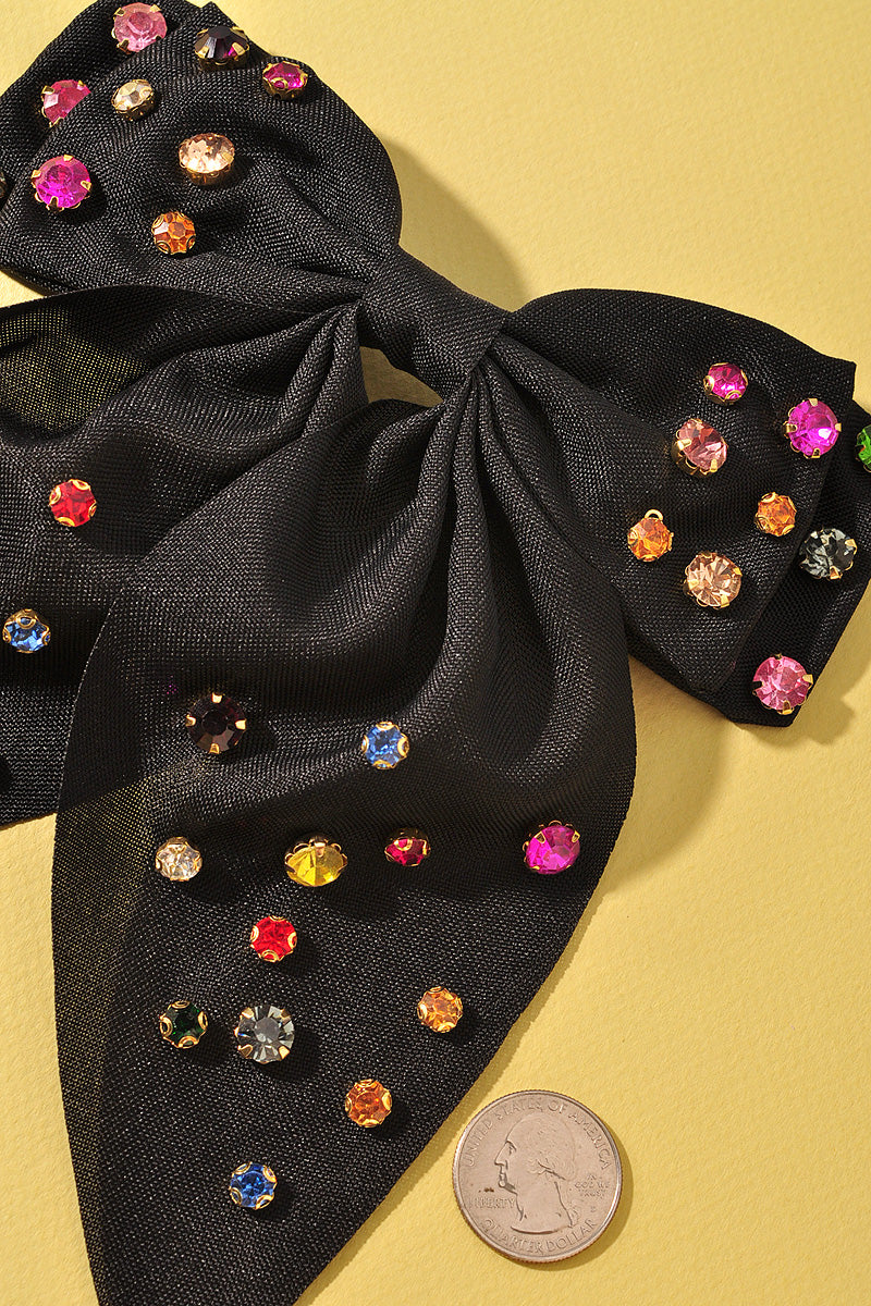 RHINESTONE RIBBON BOW HAIR PIN