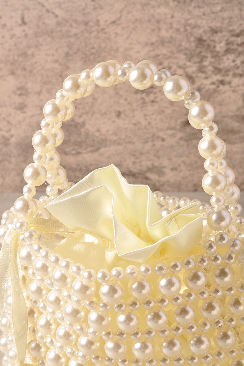 PEARL ALL OVER DRAWSTRING HANDLE BAG