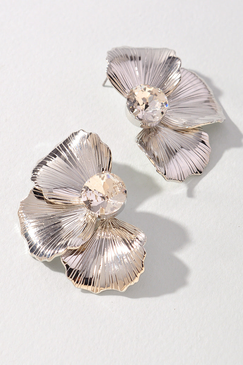 Jeweled Half Flower Earrings