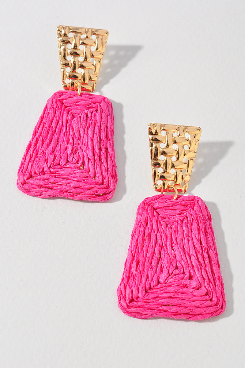 Faux Straw Dangling Earrings