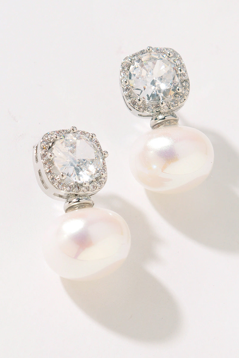 GOLD DIPPED CRYSTAL PEARL DROP EARRINGS