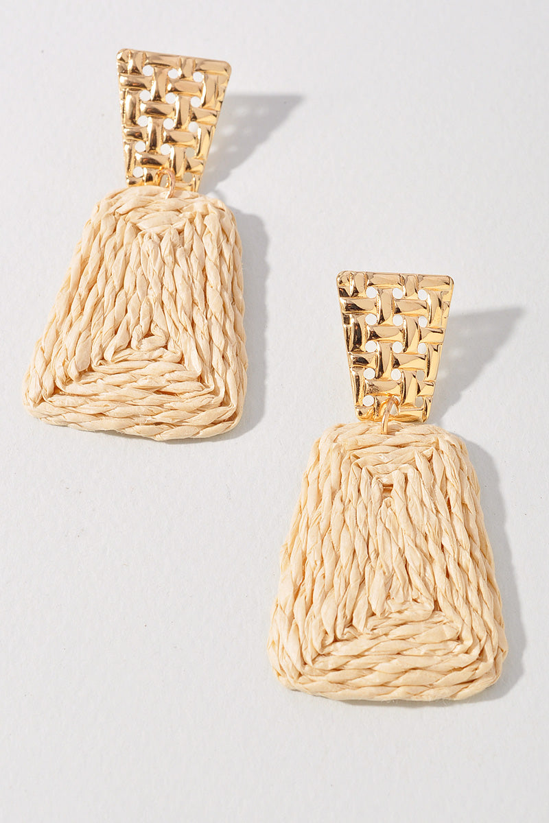 Faux Straw Dangling Earrings
