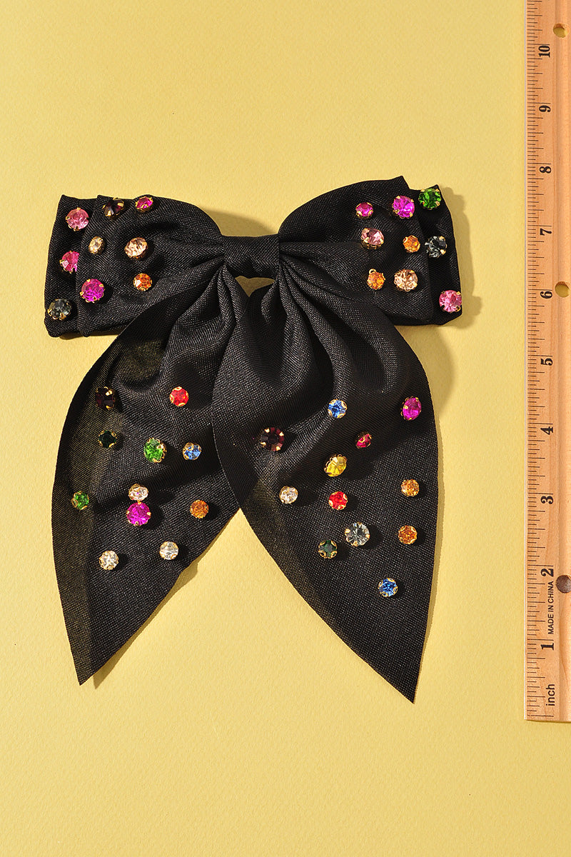 RHINESTONE RIBBON BOW HAIR PIN