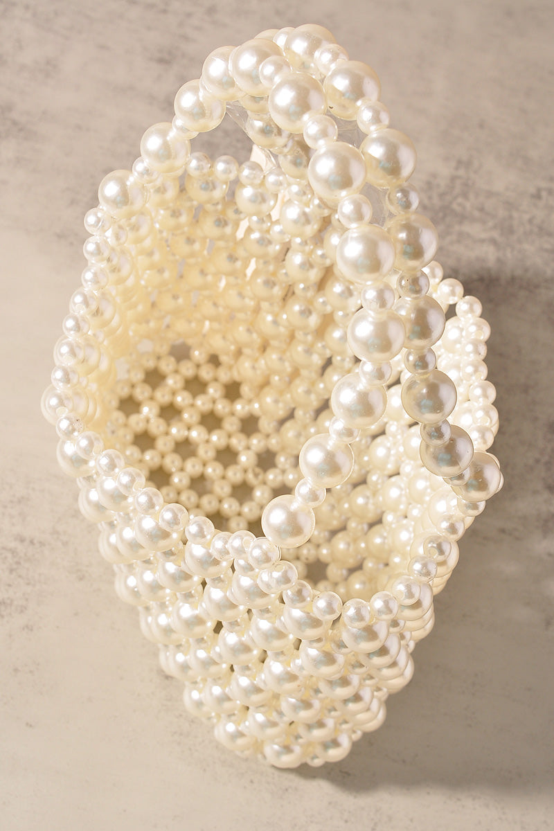 PEARL ALL OVER DRAWSTRING HANDLE BAG