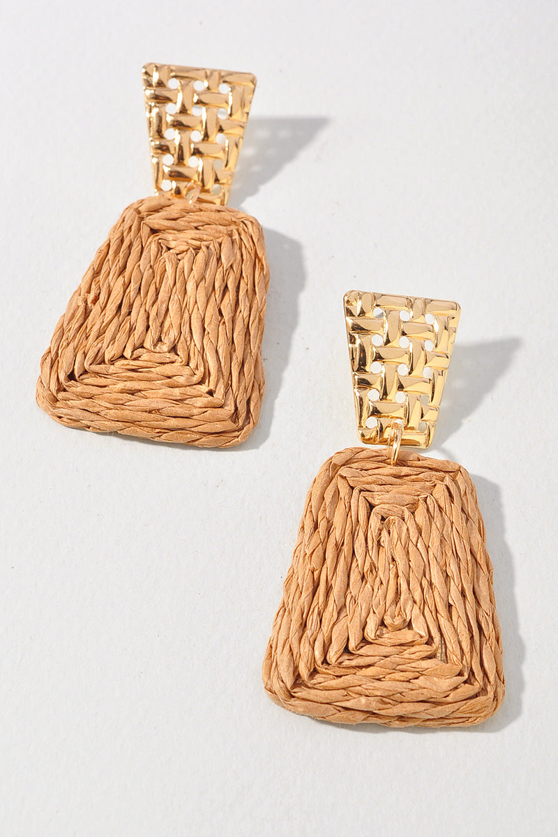 Faux Straw Dangling Earrings