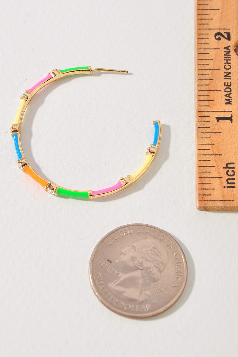 Epoxy & Rhinestone Hoop Earrings