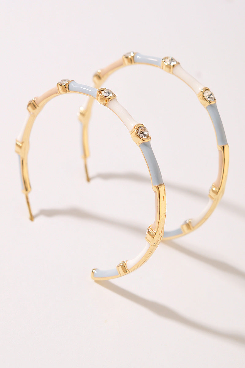 Epoxy & Rhinestone Hoop Earrings