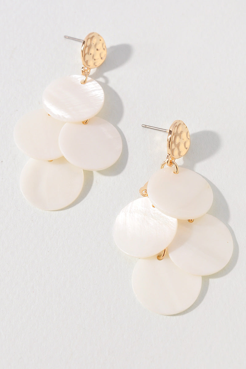 SEASHELL ROUND LINK DANGLE EARRINGS