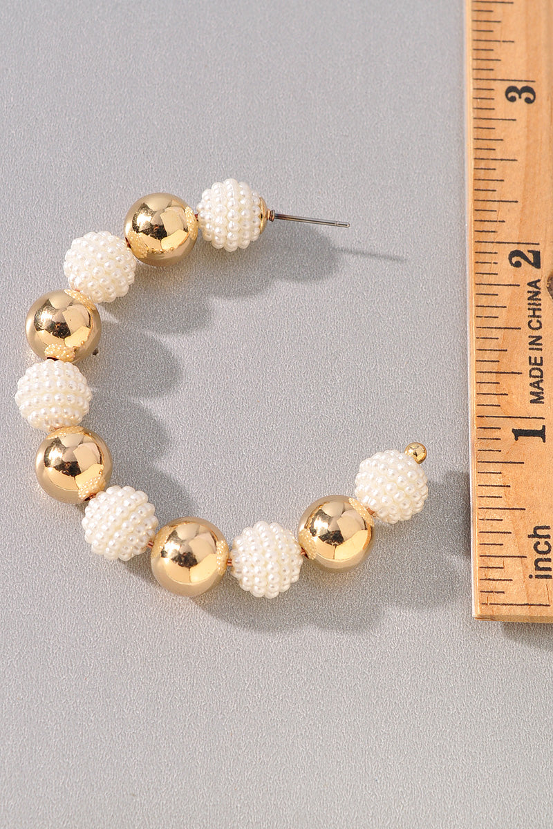 Metallic Pearl Hoop Earrings