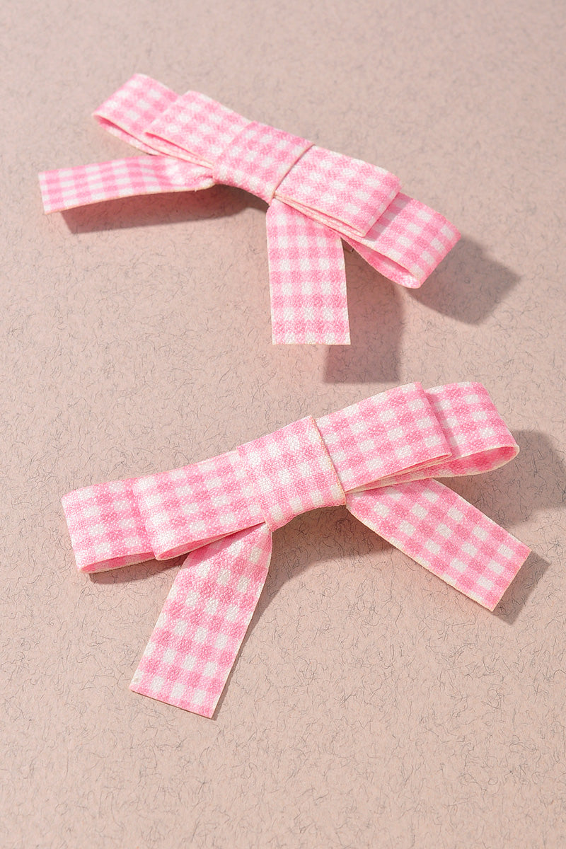 PLAID PRINT RIBBON BOW HAIR CLIP SET