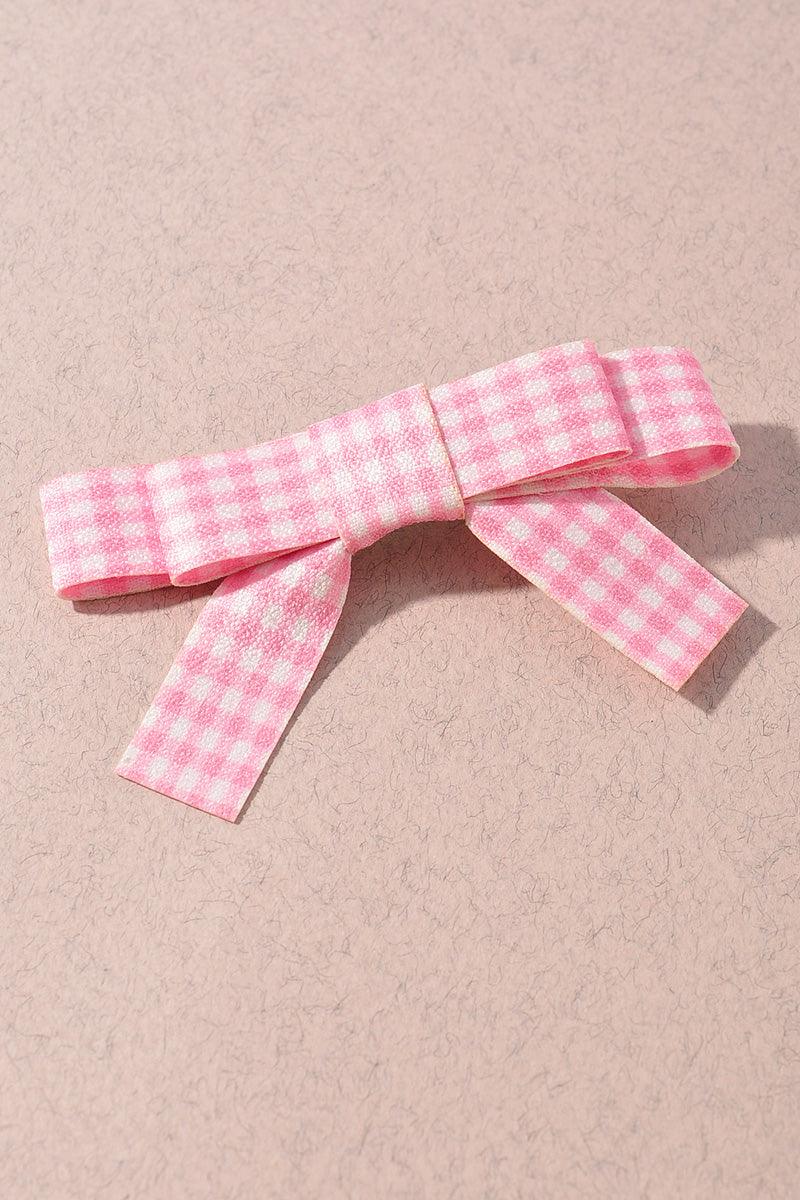 PLAID PRINT RIBBON BOW HAIR CLIP SET