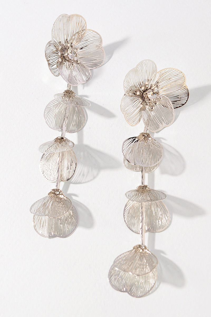 Metal Flower Fringe Earrings