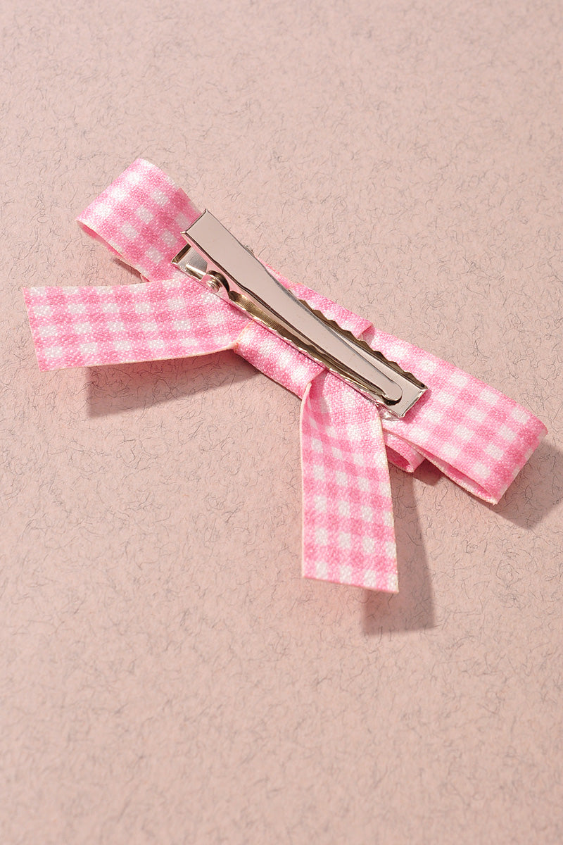 PLAID PRINT RIBBON BOW HAIR CLIP SET