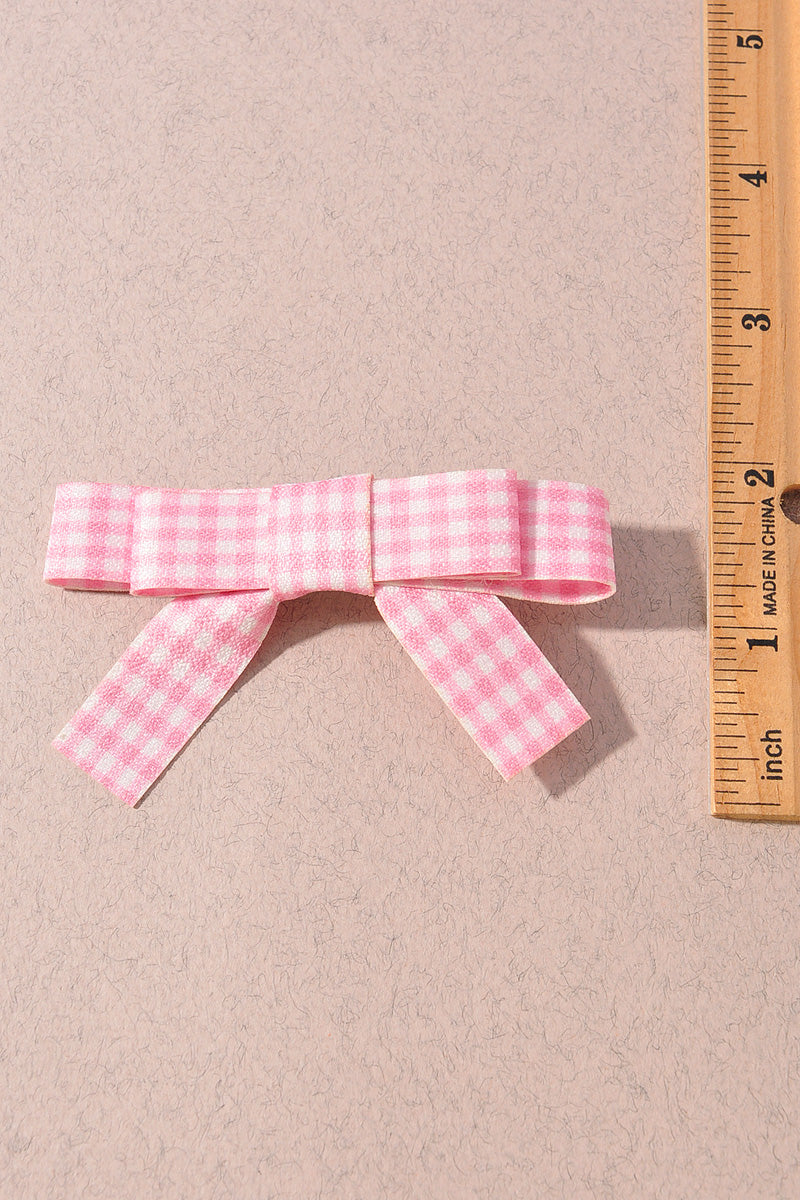 PLAID PRINT RIBBON BOW HAIR CLIP SET