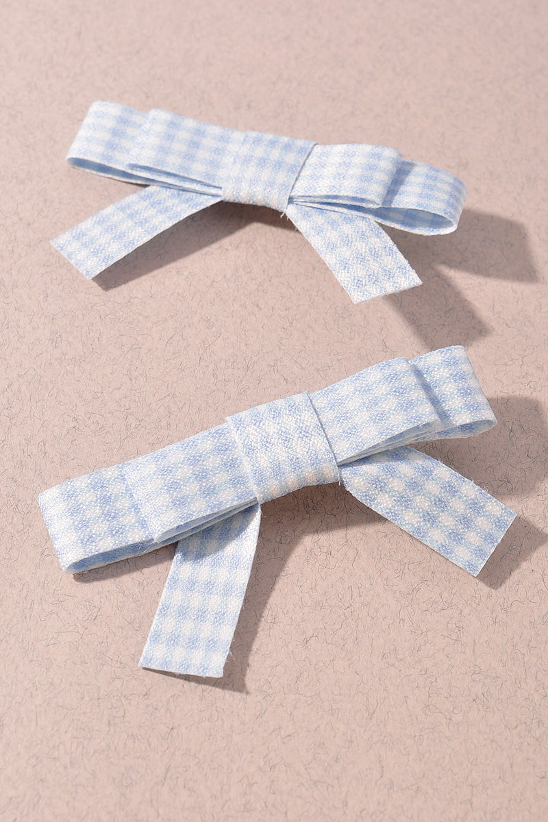 PLAID PRINT RIBBON BOW HAIR CLIP SET