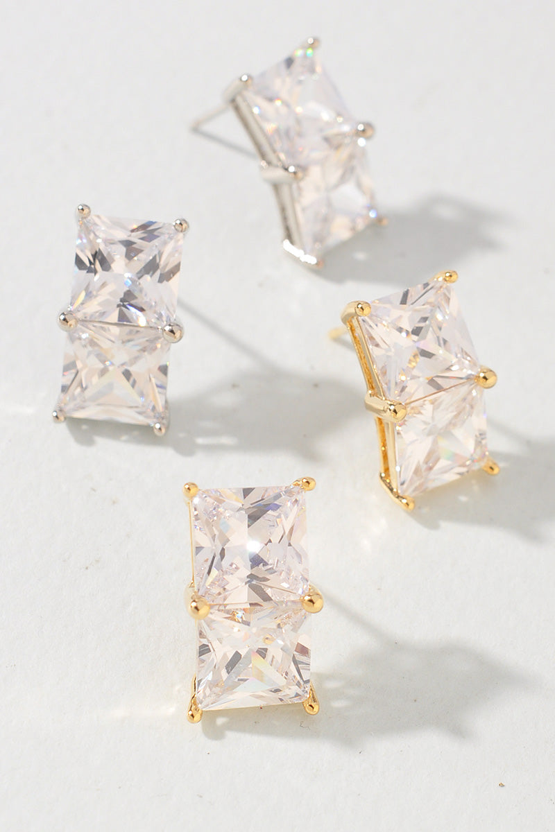 SQUARE CZ GOLD DIPPED EARRINGS