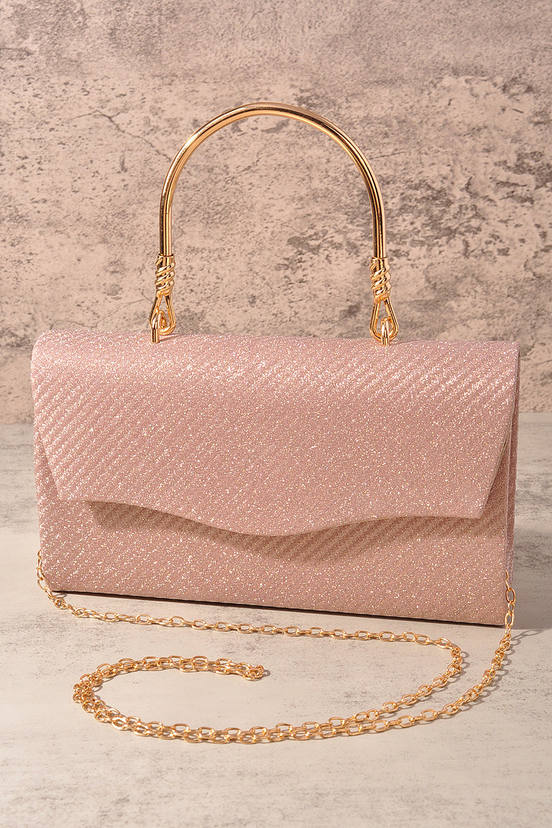 STYLISH TEXTURED FLAP HANDLE EVENING BAG