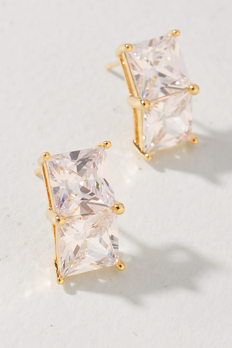 SQUARE CZ GOLD DIPPED EARRINGS
