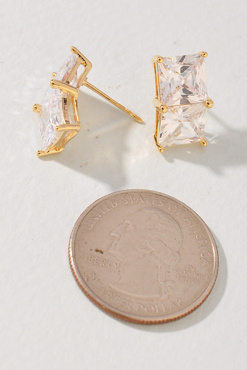 SQUARE CZ GOLD DIPPED EARRINGS