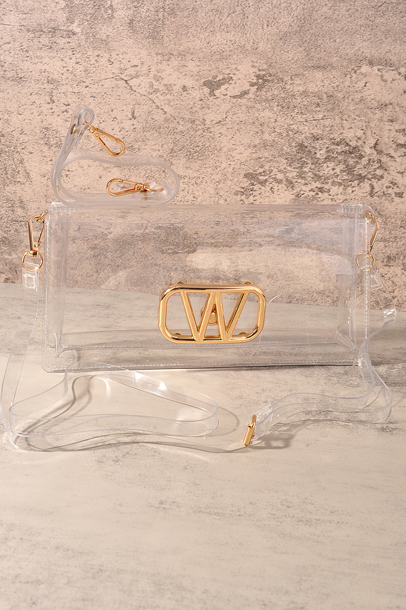 Transparent W Buckle Crossbody Bag