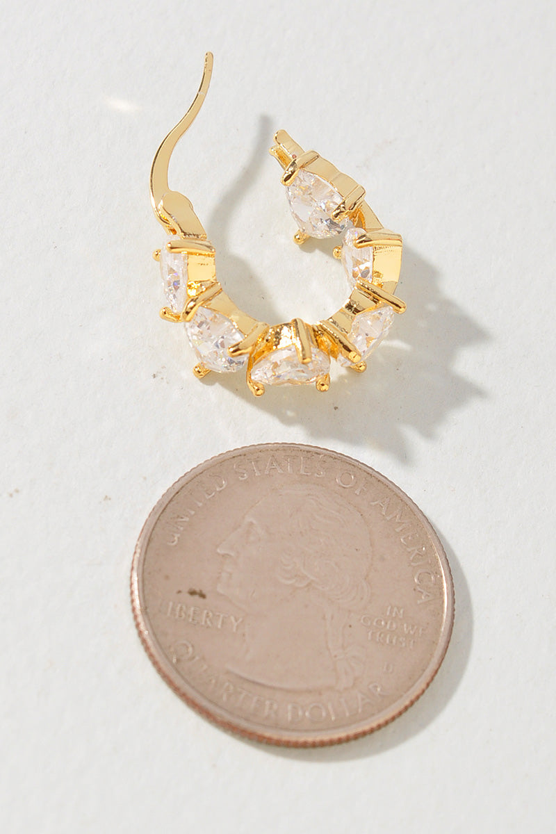 GOLD DIPPED MINGLE HEART PAVE  EARRINGS