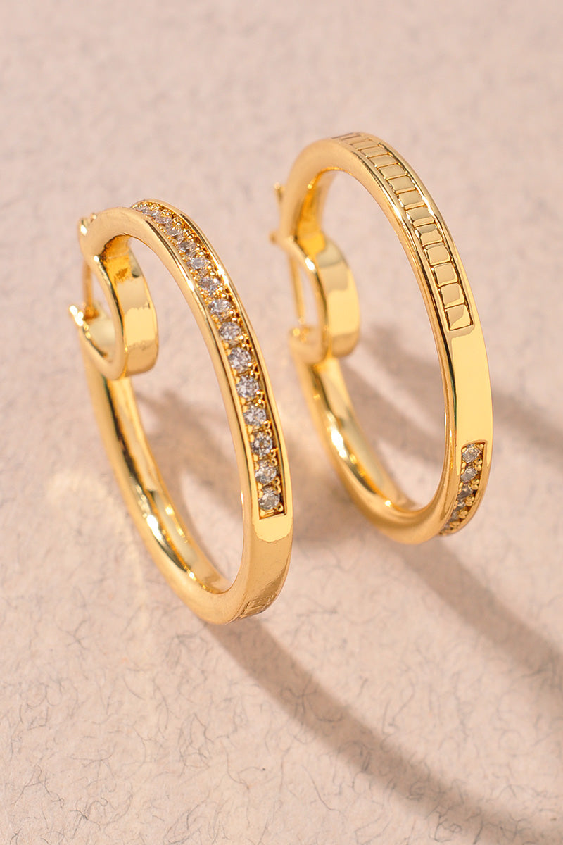 GOLD DIPPED PIN CATCH HOOP CZ EARRINGS