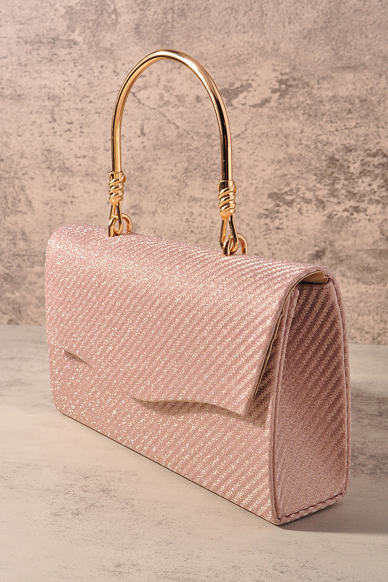 STYLISH TEXTURED FLAP HANDLE EVENING BAG