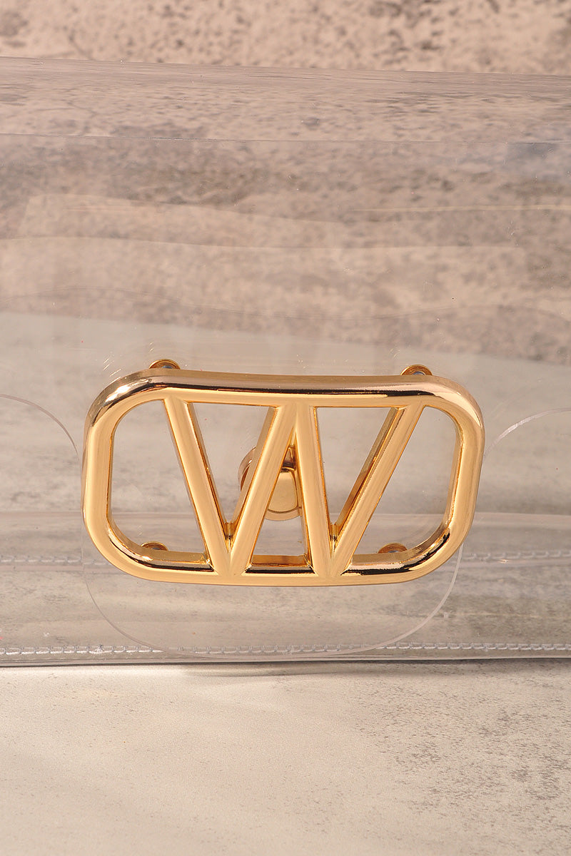 Transparent W Buckle Crossbody Bag