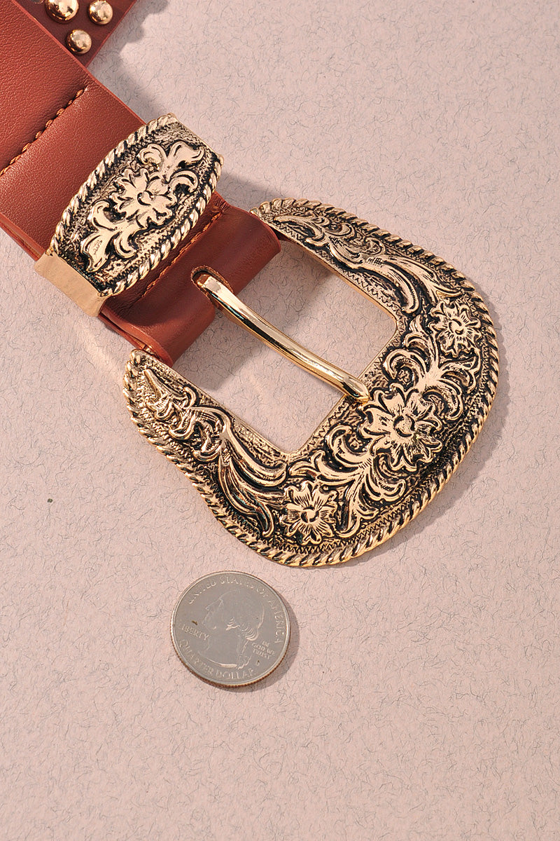 FLORAL WESTERN STUD BUCKLE BELT