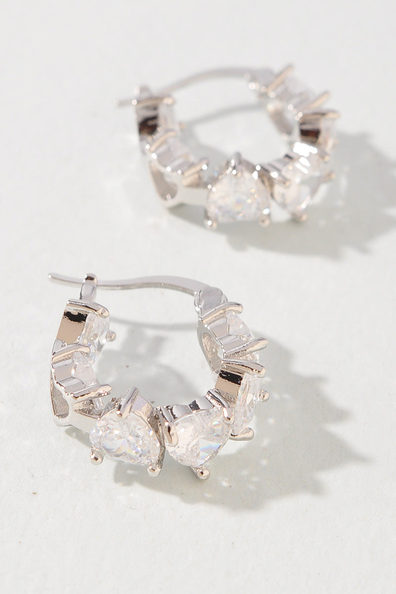 GOLD DIPPED MINGLE HEART PAVE  EARRINGS