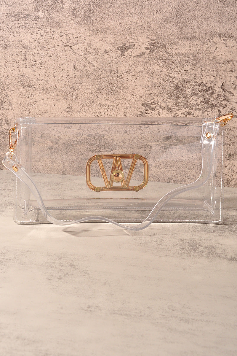 Transparent W Buckle Crossbody Bag