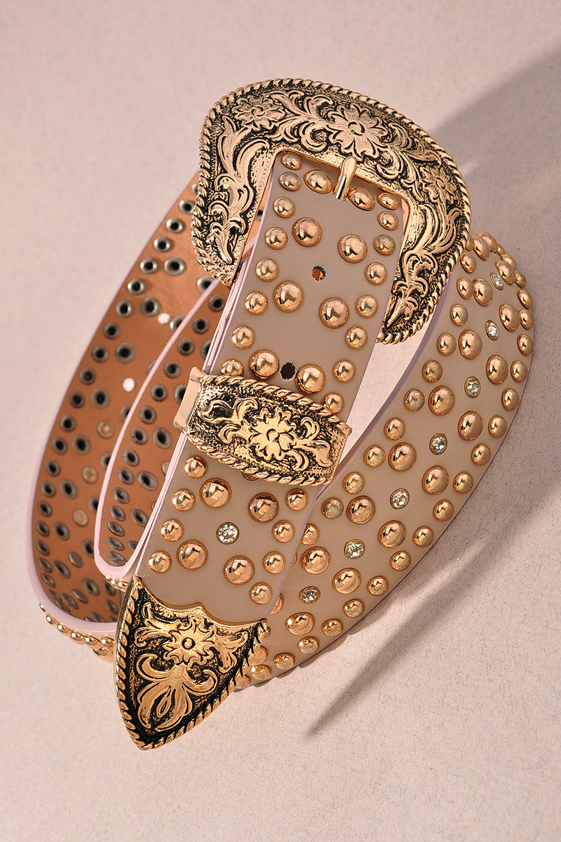 FLORAL WESTERN STUD BUCKLE BELT