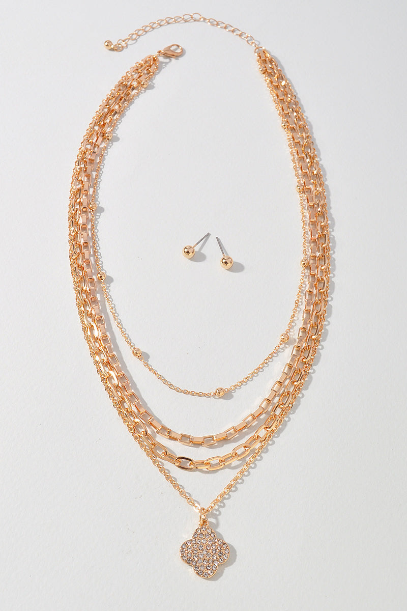 Flower Pendant Chains Necklace Set