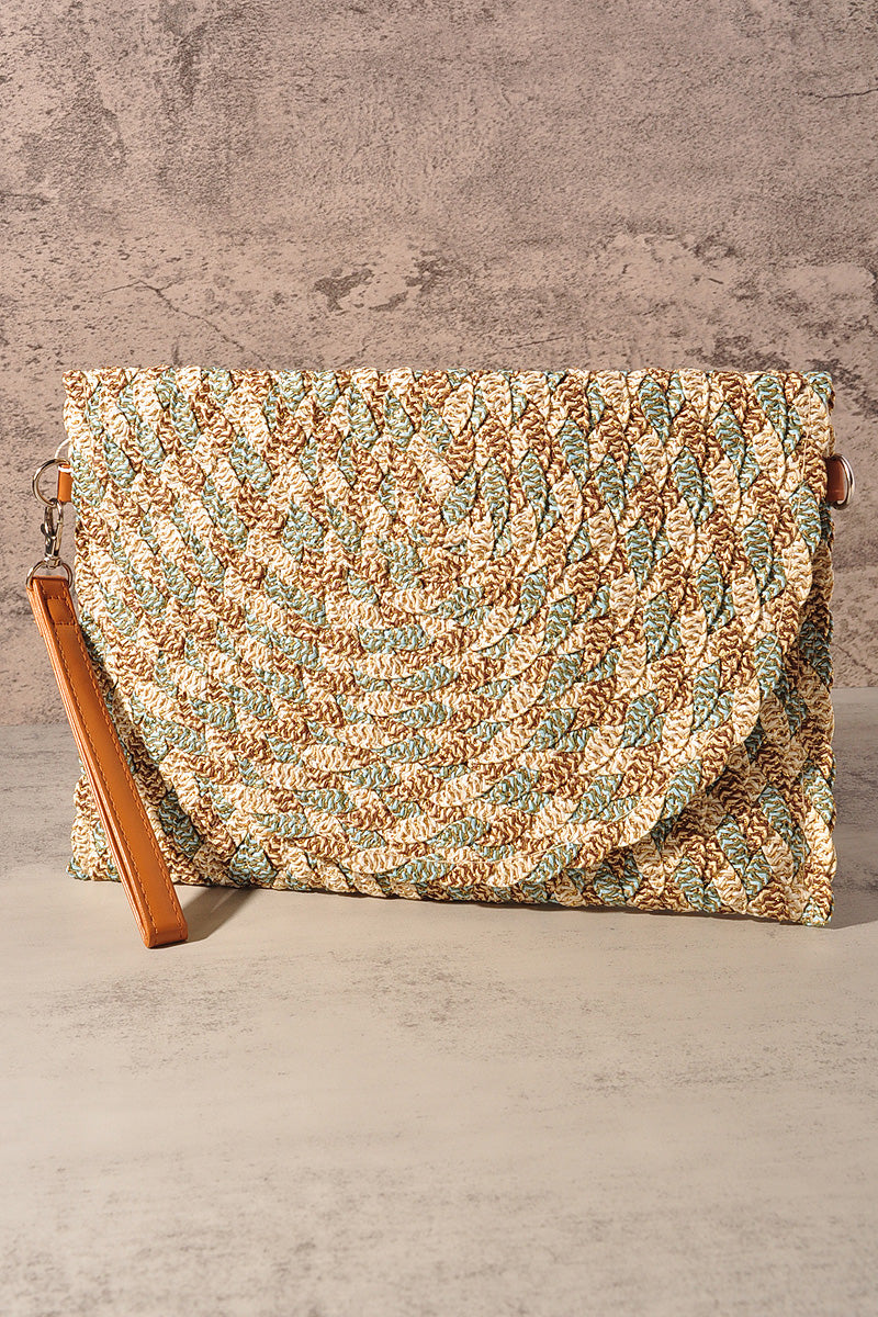 LUREX MIXED MULTI COLORED STRAW CLUTCH & CROSSBODY