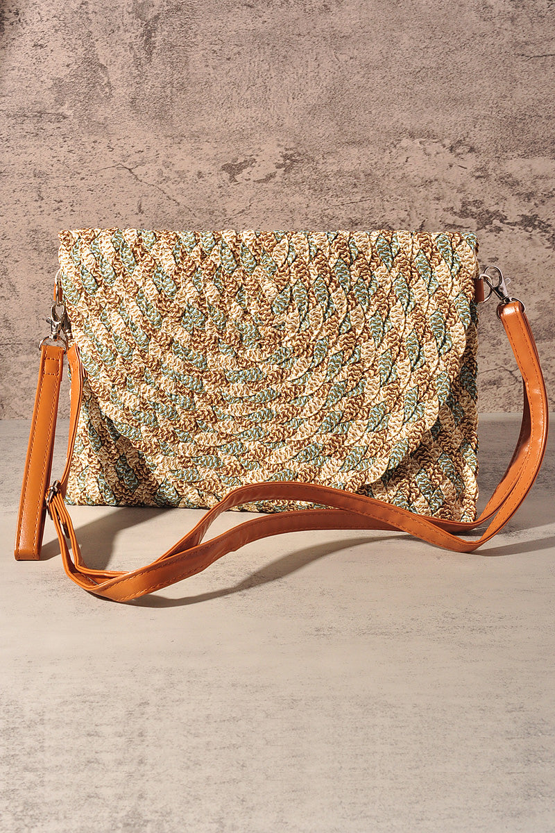 LUREX MIXED MULTI COLORED STRAW CLUTCH & CROSSBODY