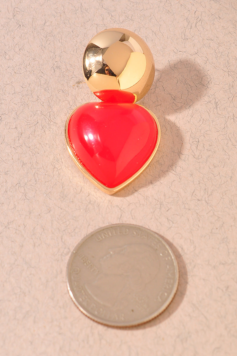 Gold Ball & Heart Drop Earrings