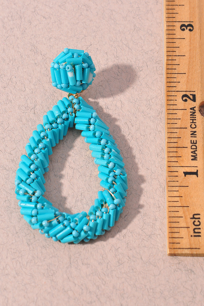 TEARDROP BEADED DANGLE EARRINGS